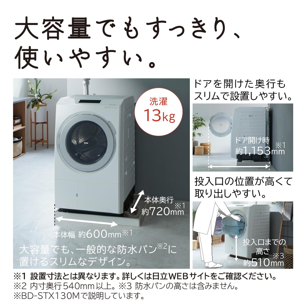 Amazon.co.jp: 洗濯機 13kg ドラム式洗濯乾燥機 左開きタイプ 日立 BD